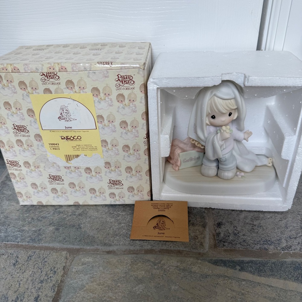 Precious Moments June Figurine 110043 –‎ 1987 NIB w/ Brown Card